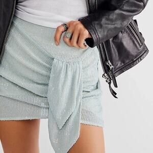 Free People Micro Mini Skirt 14 Sequin Shimmer Glam‎ Club Festival Moto 90s Sexy